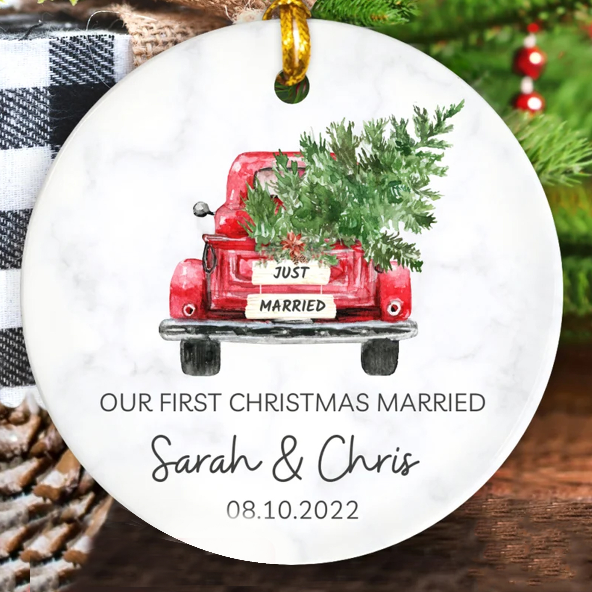 Personalzed First Christmas Married Ornament Personalized Mr And Mrs 2021 Ornament Wedding Gift Keepsake Custom Married Christmas Ornament Copy